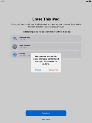 Press Erase iPad.
