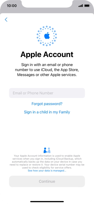 Press Email or Phone Number and key in the username for your Apple ID.