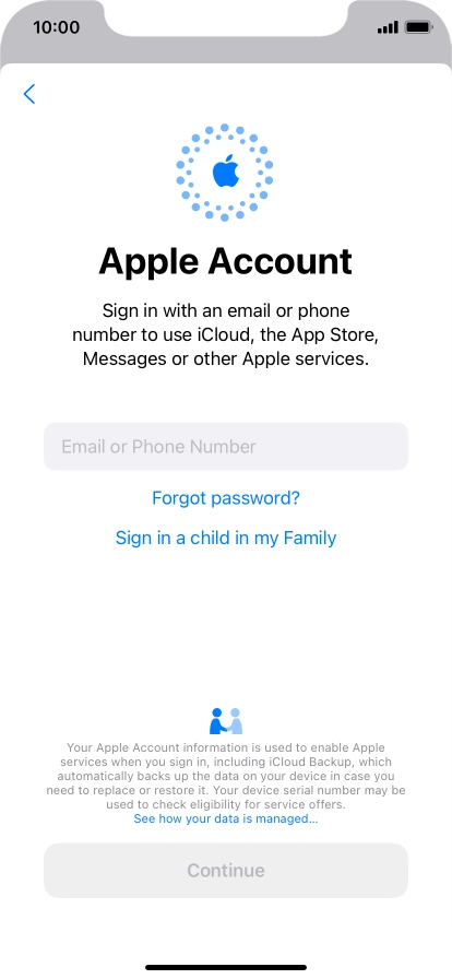 Press Email or Phone Number and key in the username for your Apple ID.