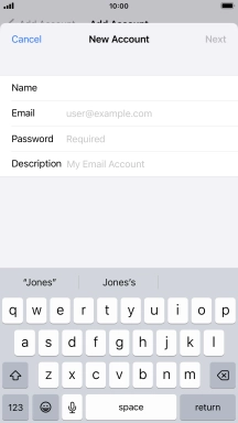 Press Email and key in your email address.