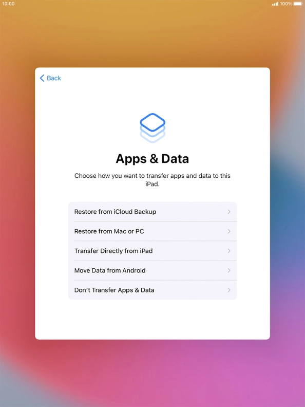 Press Don't Transfer Apps & Data and follow the instructions on the screen to finish the activation.