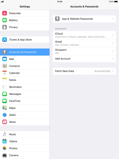 Press the name of the email account you've just set up.