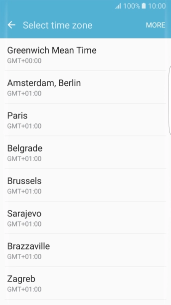 Press the required time zone.
