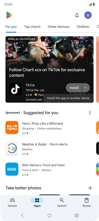 Press the profile icon.