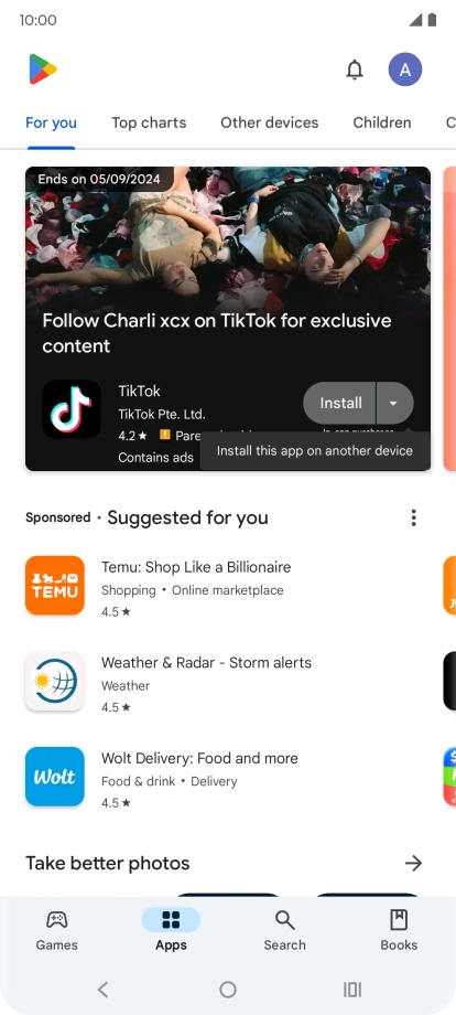 Press the profile icon.