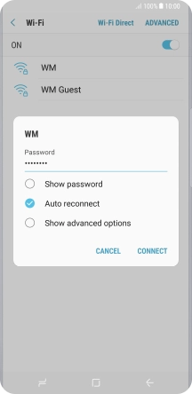 Key in the password for the Wi-Fi network and press CONNECT.