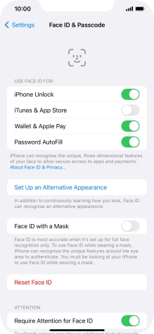 Press the indicators next to the required settings to turn them on or off.