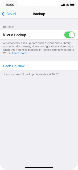 Press Back Up Now and wait while the phone memory is backed up.