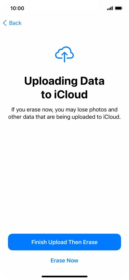 Press the required setting.