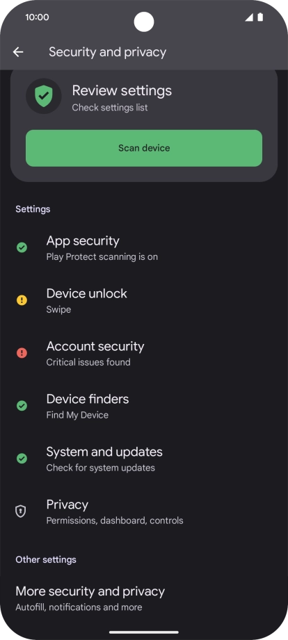Press More security and privacy.