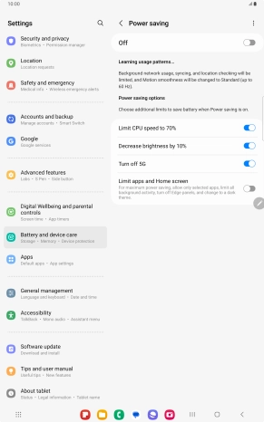 Press the indicators next to the required settings.