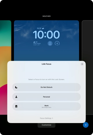 Press the required focus mode.