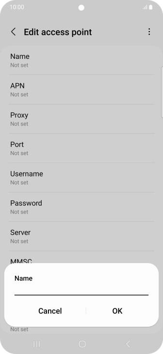 Key in Vodafone Internet and press OK.