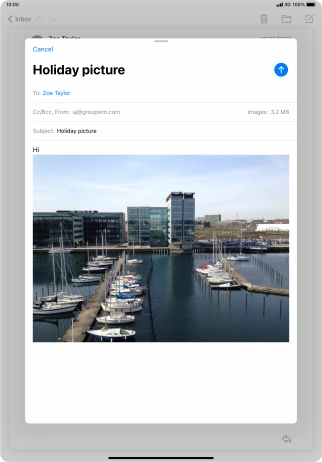 Press the send icon when you've finished your email message.