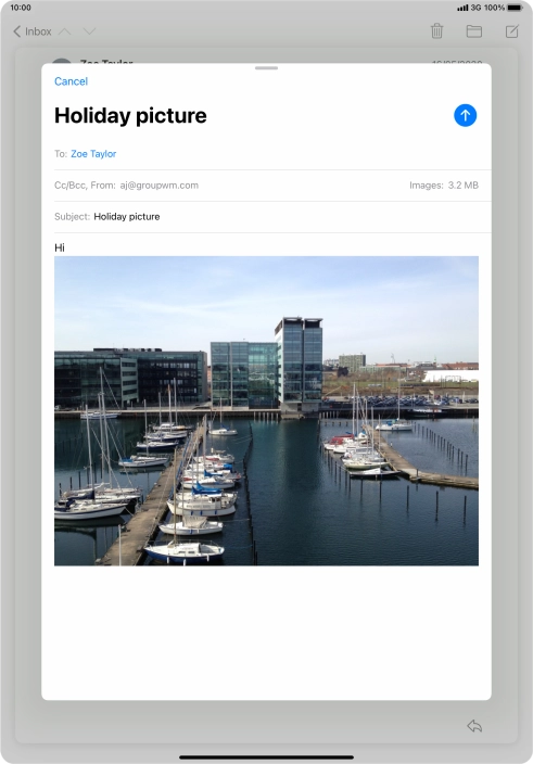 Press the send icon when you've finished your email message.