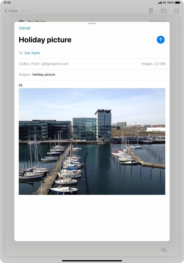 Press the send icon when you've finished your email message.