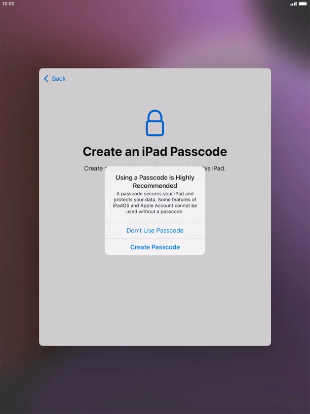 If you turn off the function, press Don't Use Passcode. If you turn off the function, press Don't Use Passcode.