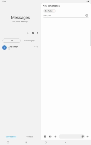 Press the text input field and write the text for your picture message.