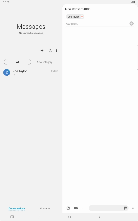 Press the text input field and write the text for your picture message.