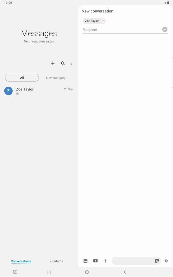 Press the text input field and write the text for your picture message.
