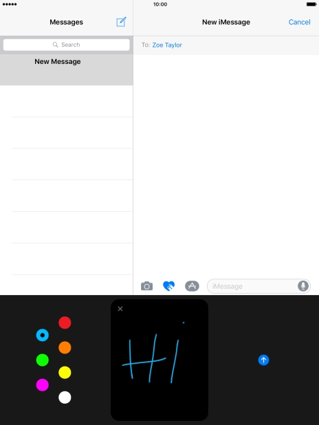 Press the send icon when you've finished your iMessage. Press the send icon when you've finished your iMessage.