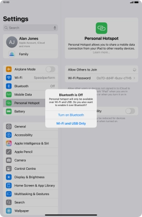 If Wi-Fi is turned on, press Wi-Fi and USB Only.