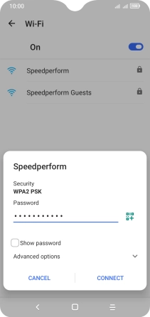 Key in the password for the Wi-Fi network and press CONNECT.