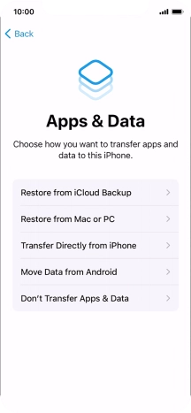 You can restore content from an iCloud backup when your phone is activated for the first time and after a factory reset. When this screen is displayed, your phone is ready to restore content from an iCloud backup.