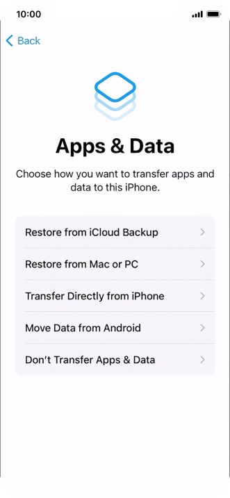 You can restore content from an iCloud backup when your phone is activated for the first time and after a factory reset. When this screen is displayed, your phone is ready to restore content from an iCloud backup.