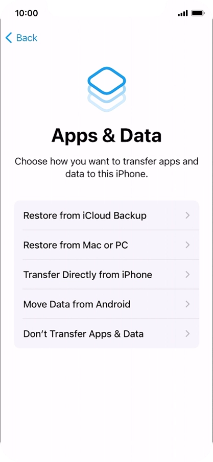 You can restore content from an iCloud backup when your phone is activated for the first time and after a factory reset. When this screen is displayed, your phone is ready to restore content from an iCloud backup.
