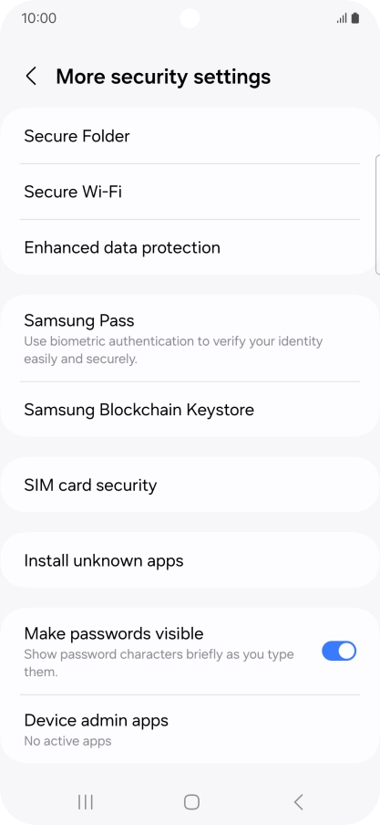 Press SIM card security.