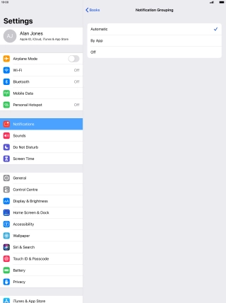 Press the required setting.