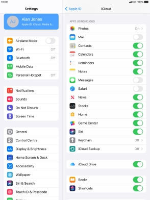 Press iCloud Backup.
