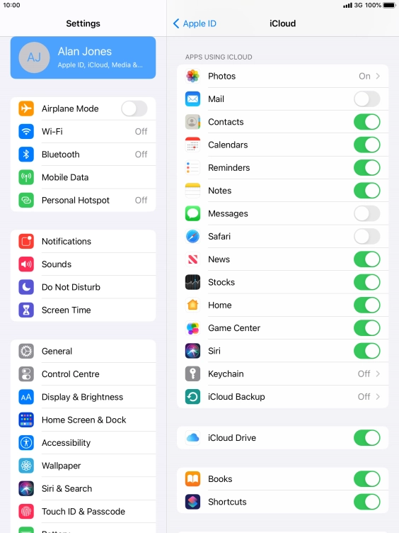 Press iCloud Backup.