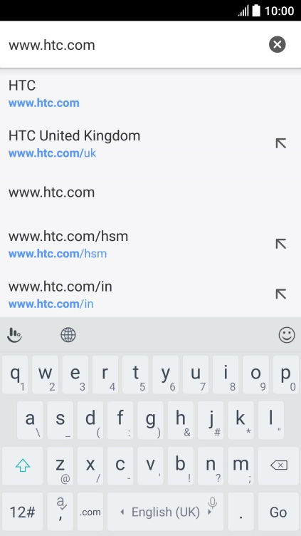 Key in the address of the required web page and press Go.