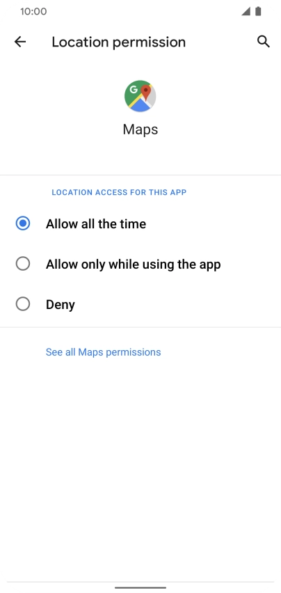 Press the required setting.