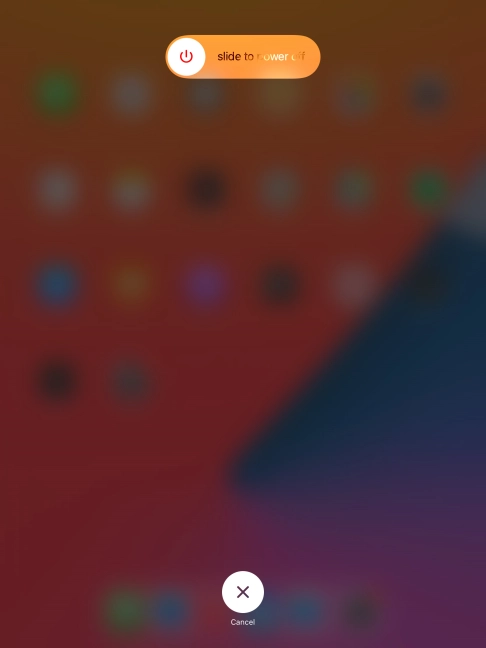 Press and drag the power off icon right. Press and drag the power off icon right.