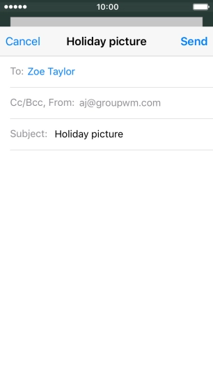 Press the text input field and write the text for your email message.