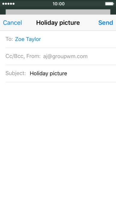 Press the text input field and write the text for your email message.