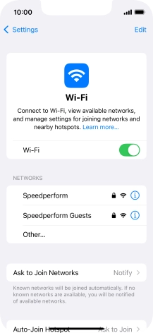 Press the required Wi-Fi network and key in the password for the Wi-Fi network.