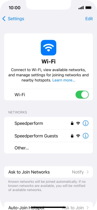 Press the required Wi-Fi network and key in the password for the Wi-Fi network.