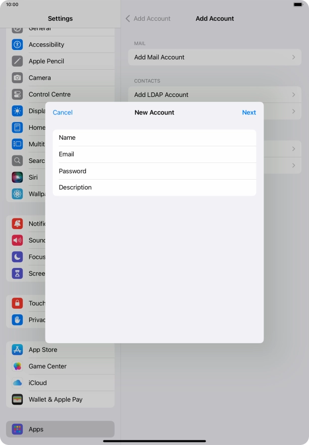 Press Description and key in the required name.