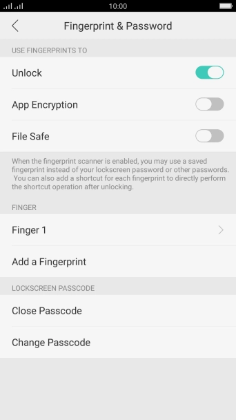 Press Close Passcode and key in the current phone lock code.