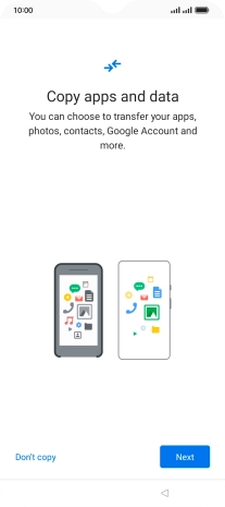You can transfer the contents of another phone to your phone when it's activated for the first time and after a factory reset. When this screen is displayed, your phone is ready to transfer contents from another phone.