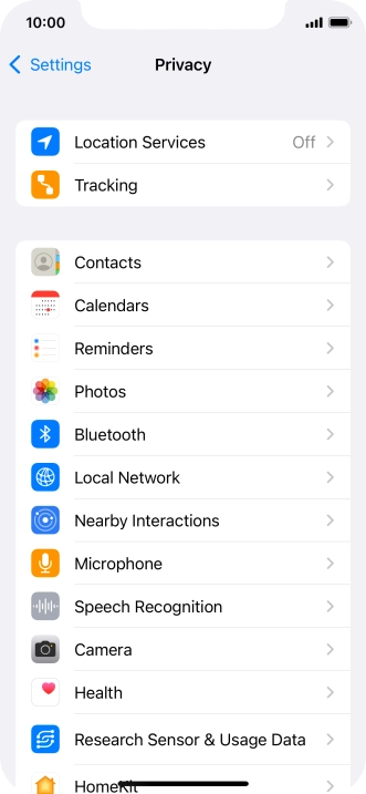 Press Location Services.