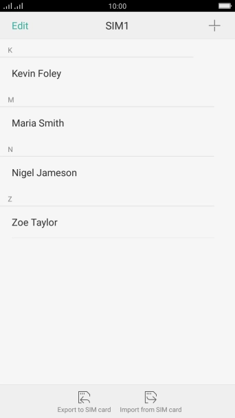 Press Import from SIM card.