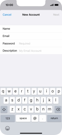 Press Password and key in the password for your email account.