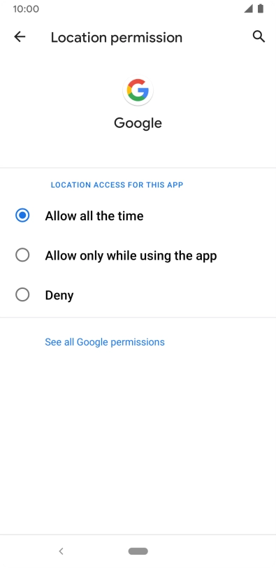 Press the required setting.