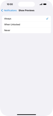 To select notification preview on the lock screen, press Always.