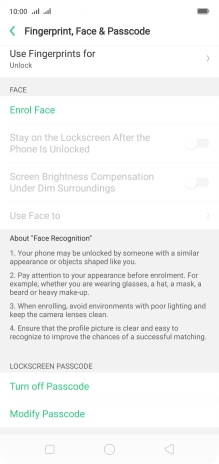 Press Turn off Passcode and key in the current phone lock code.